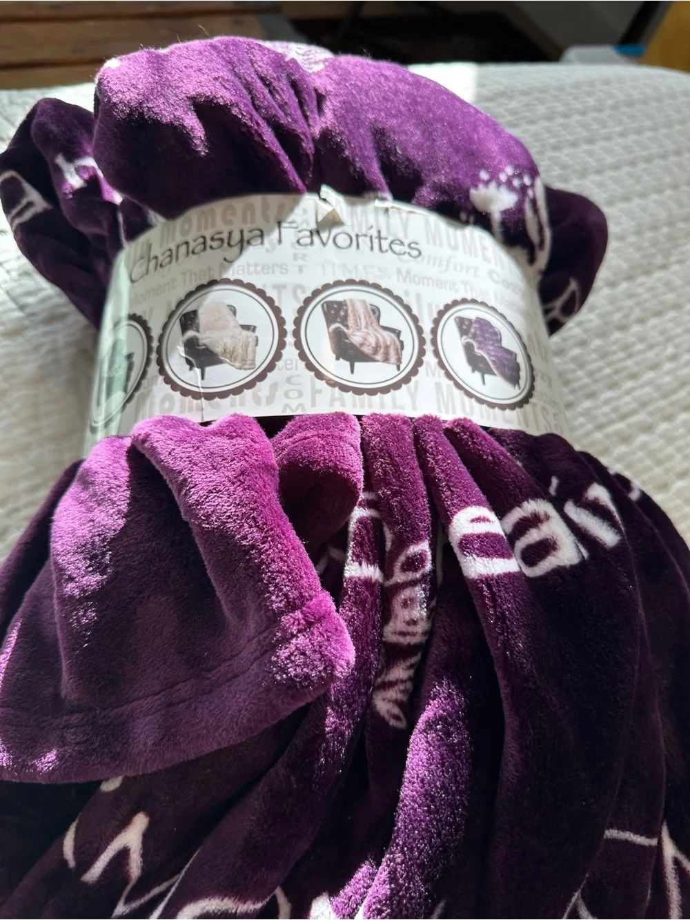 Chanasya Plush Inspirational Purple Throw Blanket - 50X65 NWT